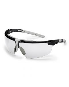 UVEX Safety Glasses, i-3 clear lens black/light grey frame, supravision plus-9190175
