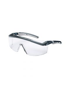 UVEX Safety Glasses, Astrospec 2.0 Clear Lens Black/Grey Frame, Supravision Plus-9164187