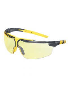 UVEX Safety Glasses, I-3 Amber Lens Black/Yellow Frame, Supravision Excellence-9190220