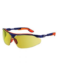 UVEX Safety Glasses, I-Vo Amber Lens Blue/Orange Frame, Supravision Sapphire -9160520