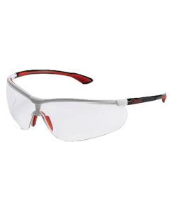 UVEX Safety Glasses, Sportstyle Clear Lens Black/White/Red Frame, Supravision Extreme-9193216