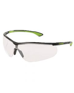 UVEX Safety Glasses, Sportstyle Clear Lens Black/Lime Frame, Supravision Extreme-9193226