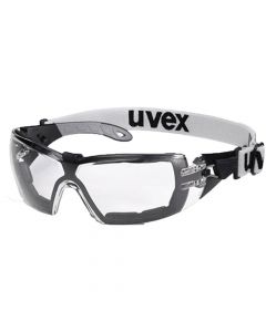 UVEX Safety Glasses, Pheos Guard Clear Lens, Black/Grey Frame, Supravision Extreme-9192180
